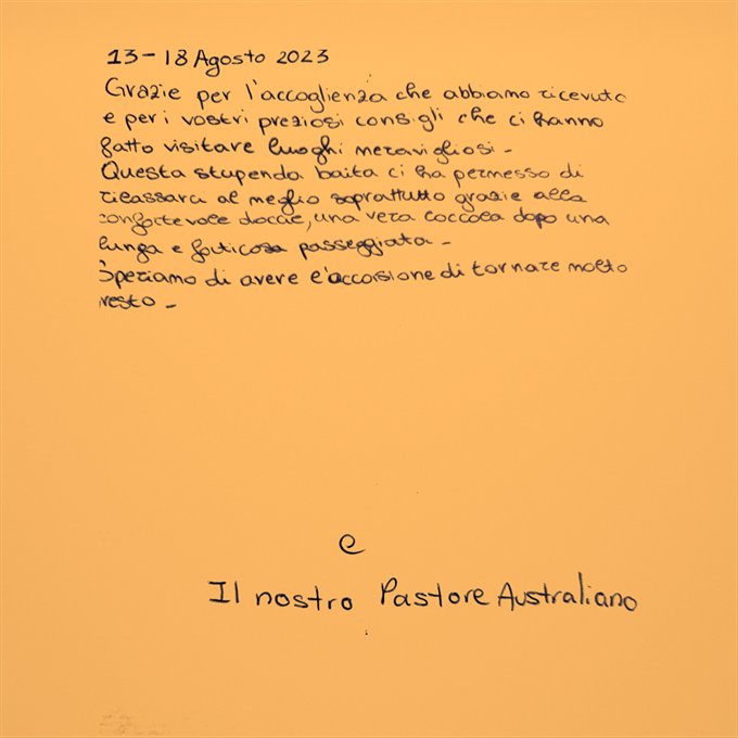 Messaggio nel libro delle presenze, 13-18 agosto 2023